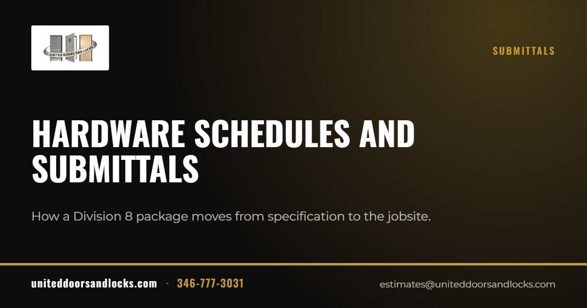 United Doors and Locks guide: Hardware schedules and submittals
